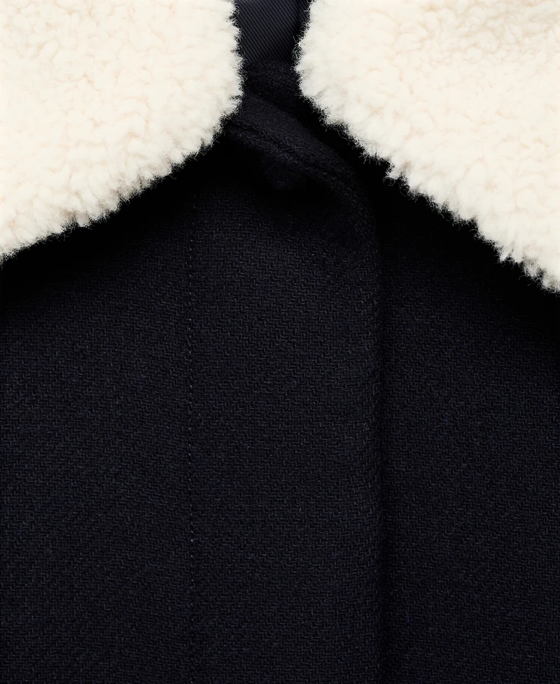 Mango Women's Borg Collar Wool Blend Jacket