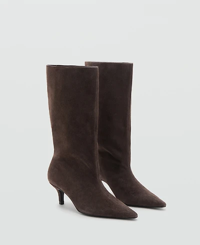 Mango Women's Kitten Heel Suede Ankle Boots