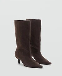 Mango Women's Kitten Heel Suede Ankle Boots