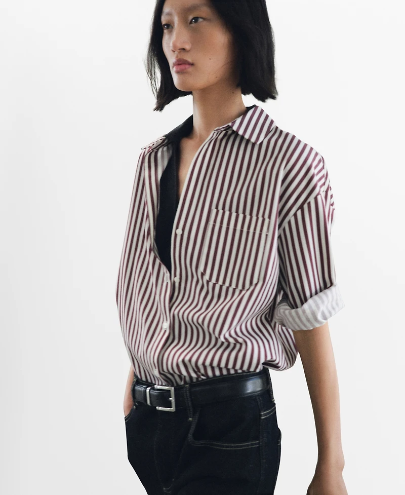 Mango Women's Pocket Striped Shirt