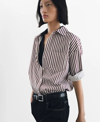 Mango Women's Pocket Striped Shirt