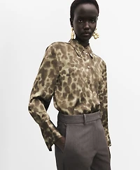 Mango Women's Satin Print Shirt