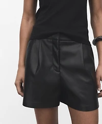 Mango Women's Skin-Effect Pleated Shorts