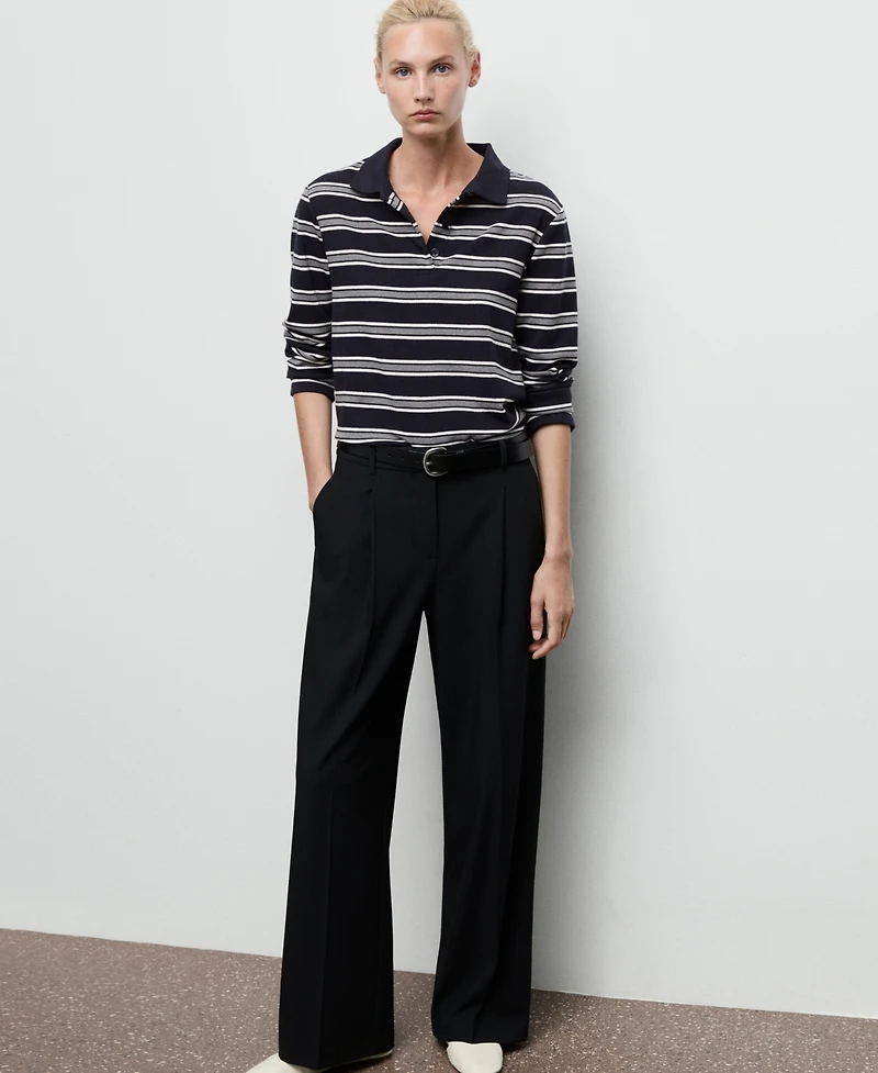 Mango Women's Pleated Wide Leg Pants