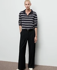 Mango Women's Pleated Wide Leg Pants