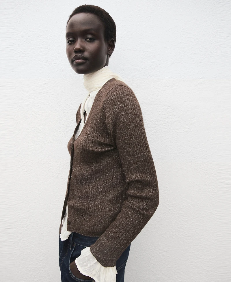 Mango Women's Ribbed Knitted Cardigan