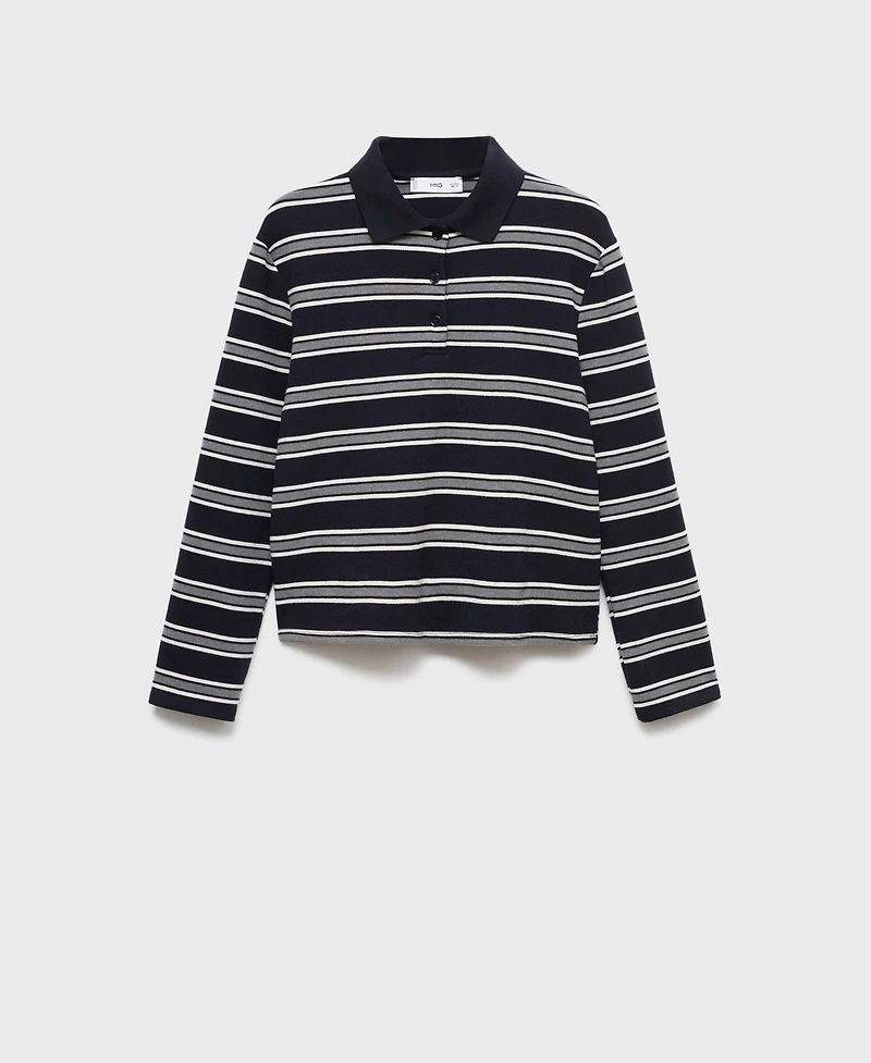 Mango Women's Striped Polo-Neck T-Shirt