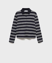 Mango Women's Striped Polo-Neck T-Shirt