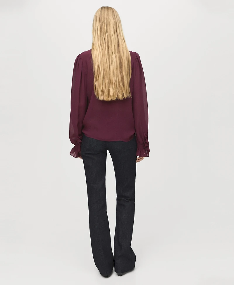 Mango Women's Ruffled Scarf Blouse