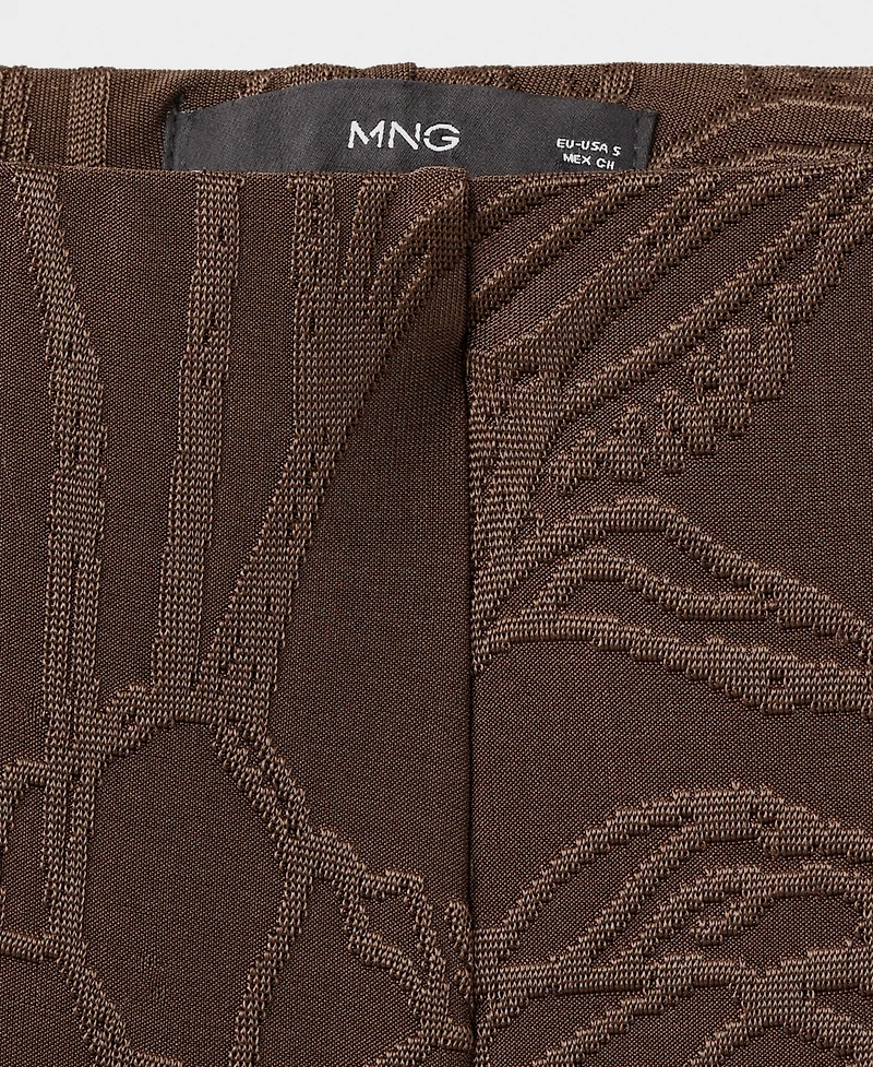 Mango Women's Jacquard Floral-Print Straight Pants