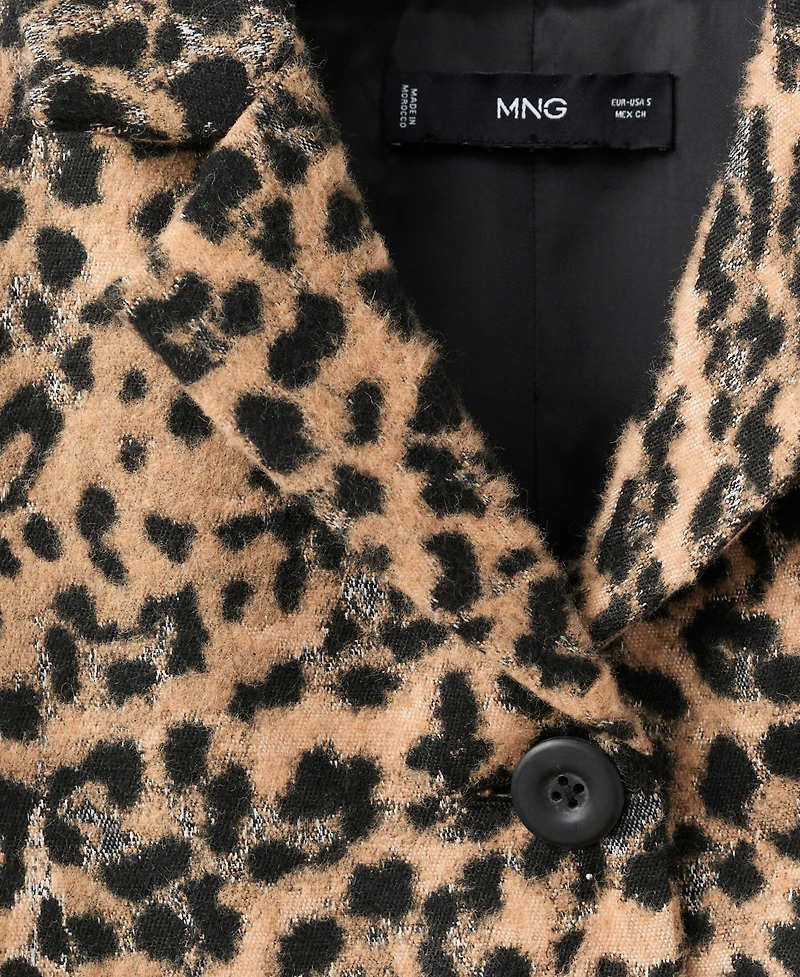 Mango Women's Leopard-Print Buttons Jacket