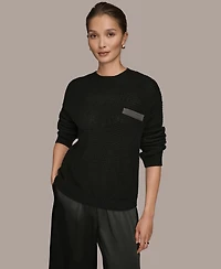 Donna Karan Weekend Women's Long Sleeve Waffle Stitch Sweater