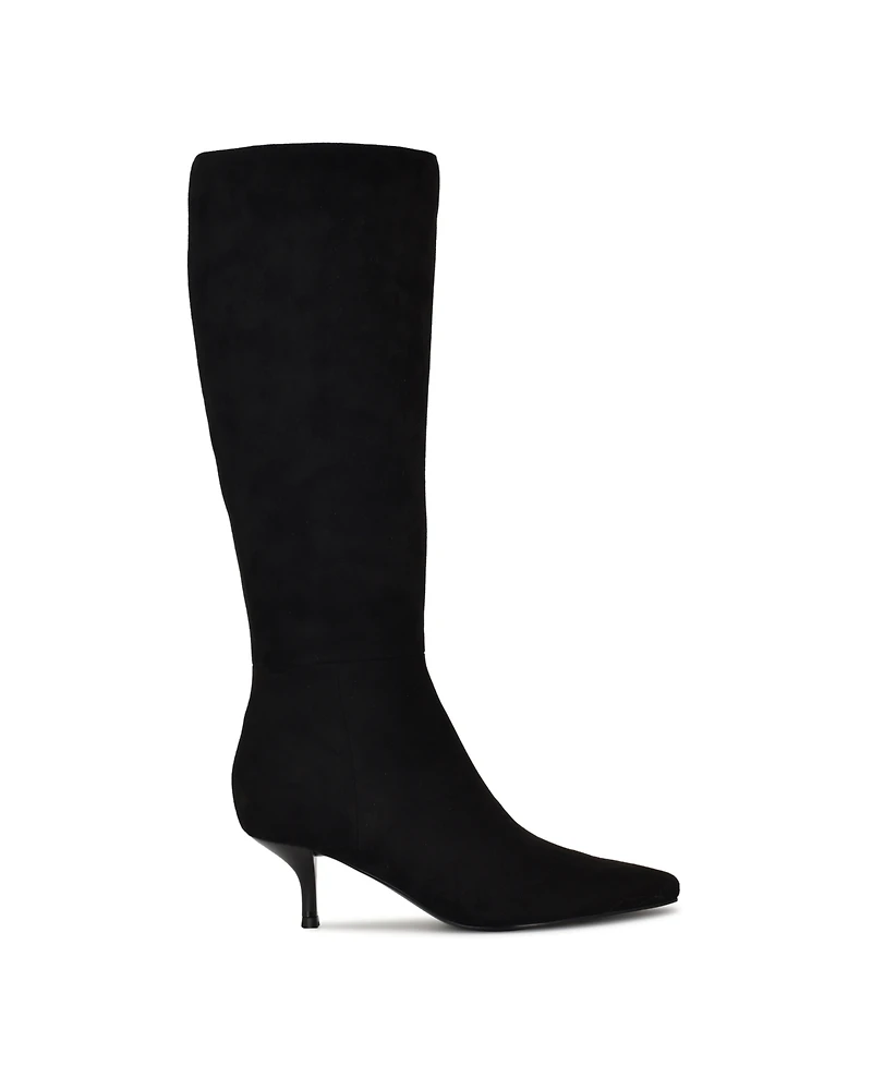 Nine West Women's Havier Wide Calf Kitten Heel Dress Boots