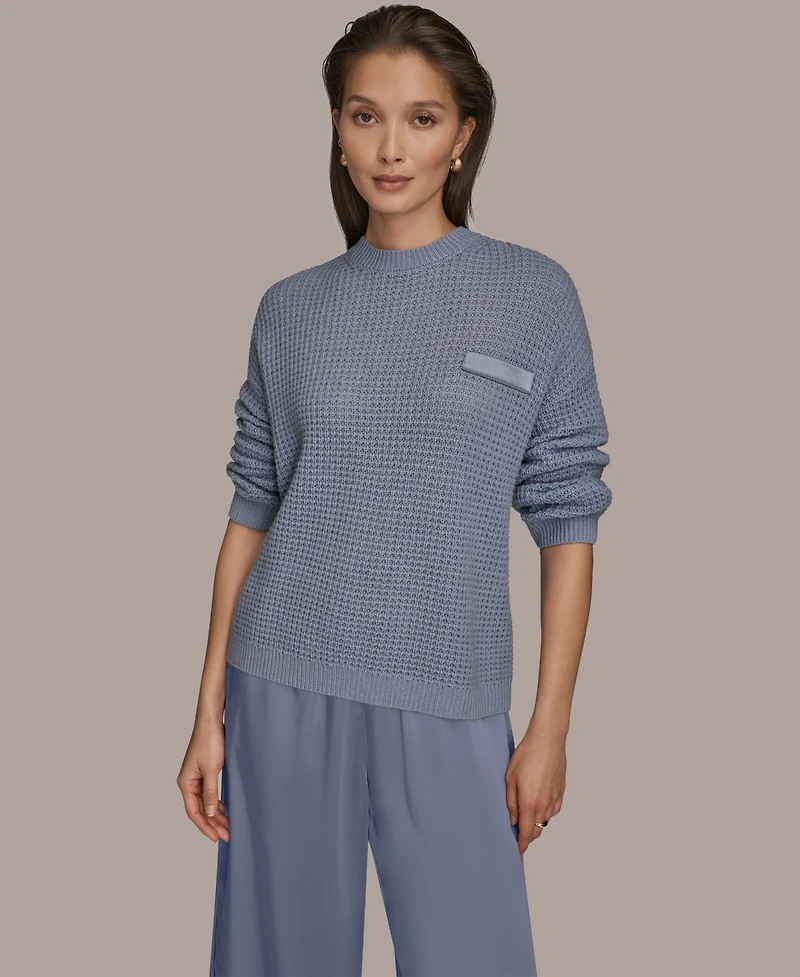 Donna Karan Weekend Women's Long Sleeve Waffle Stitch Sweater