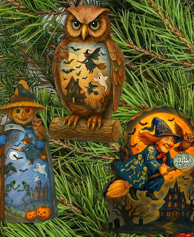 Designocracy Spooky Halloween Clip Ornaments, Set of 3