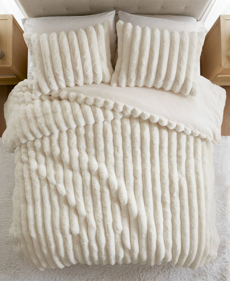 Madison Park Jasmine Faux Fur Reverse to Velvet 3-Pc. Comforter Set