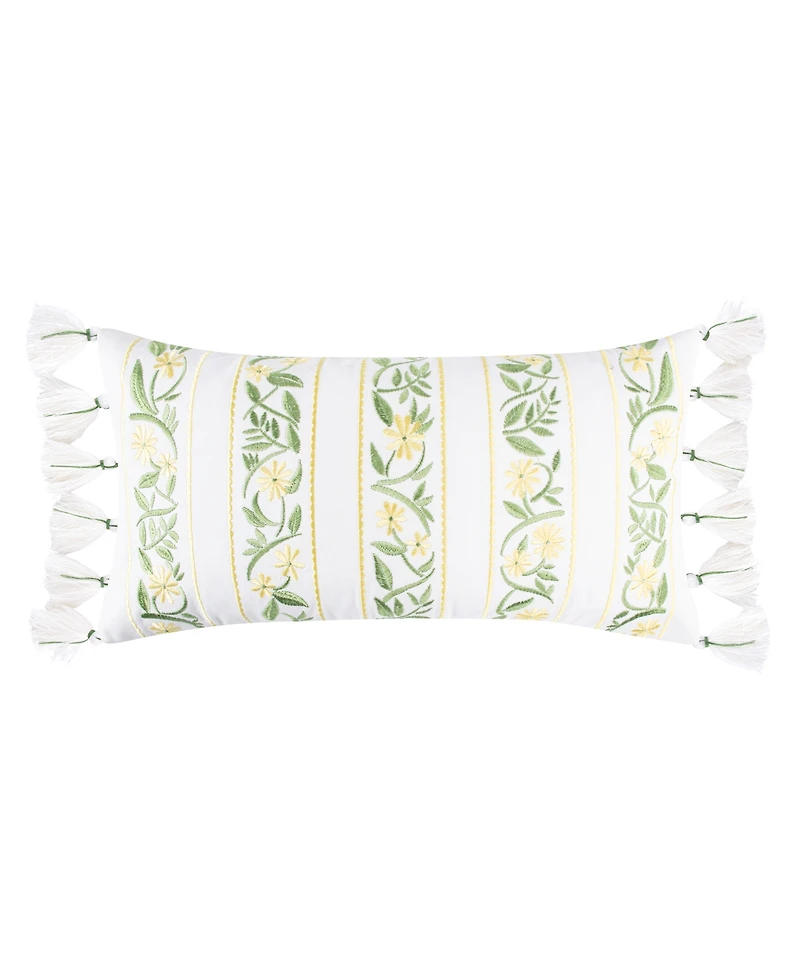 Levtex Daffodil Embroidered Decorative Pillow, 12" x 24"