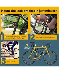Sigtuna Bike U Lock Heavy Duty Anti Theft with Cable and Mounting Bracket