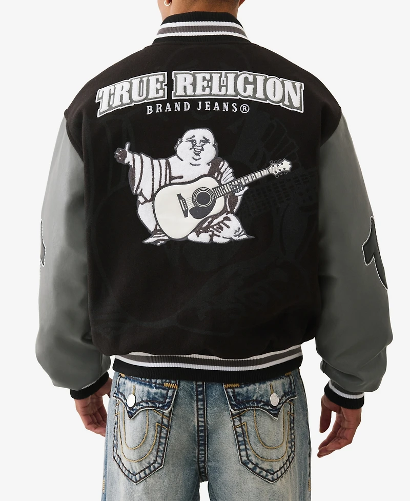 True Religion Men's Boxy Long Sleeves Varsity Jacket