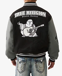 True Religion Men's Boxy Long Sleeves Varsity Jacket