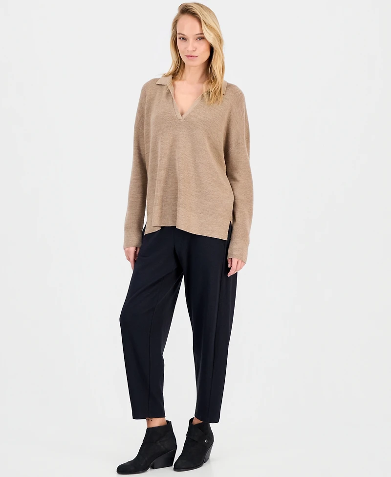 Eileen Fisher Women's Wool Classic-Collar Henley Sweater