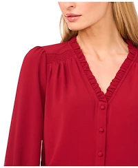 CeCe Women's Ruffled Button-Front 3/4-Sleeve Blouse
