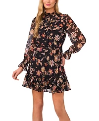 CeCe Women's Long Sleeve Tie Waist Mini Dress