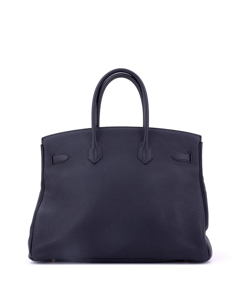 Pre-Owned HERMA‰S Birkin 35 Handbag Blue Togo with Gold Hardware