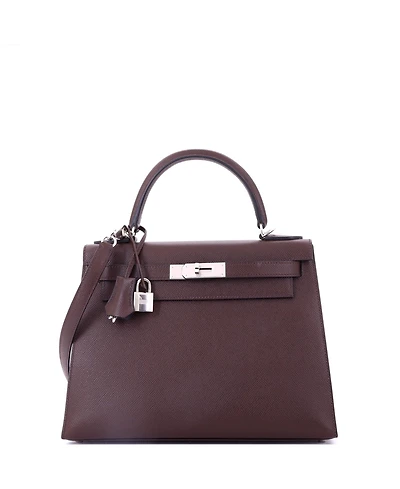 Pre-Owned HERMA‰S Kelly 28 Handbag Verso Epsom with Palladium Hardware