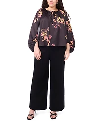Vince Camuto Plus Printed Tie Neck Blouse