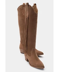 Forever & Always Shoes Rios Leather Fringe Knee High Boot (Women)