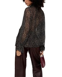 Lily and Lionel London Women's Zendaya Ruffle Detail Zebra Print Shirt
