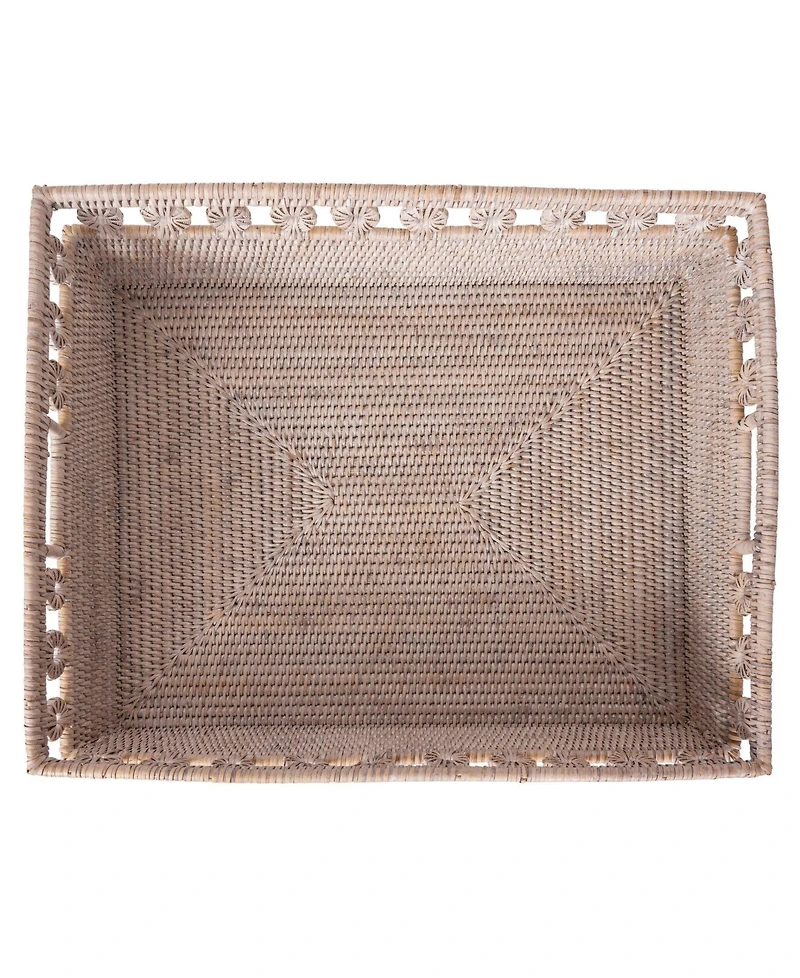 Artifacts Rattan Inna Design Rectangle Basket with Cutout Handles