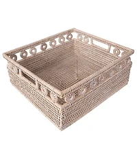 Artifacts Rattan Inna Design Rectangle Basket with Cutout Handles