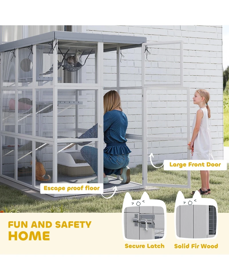 PawHut Outdoor Catio Cat Enclosure for 2-4 Large Cats, 71" Length