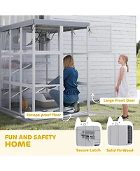 PawHut Outdoor Catio Cat Enclosure for 2-4 Large Cats, 71" Length