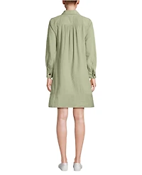 Lands' End Women's Wide Wale Cord Popover Long Sleeve Shirt Dress