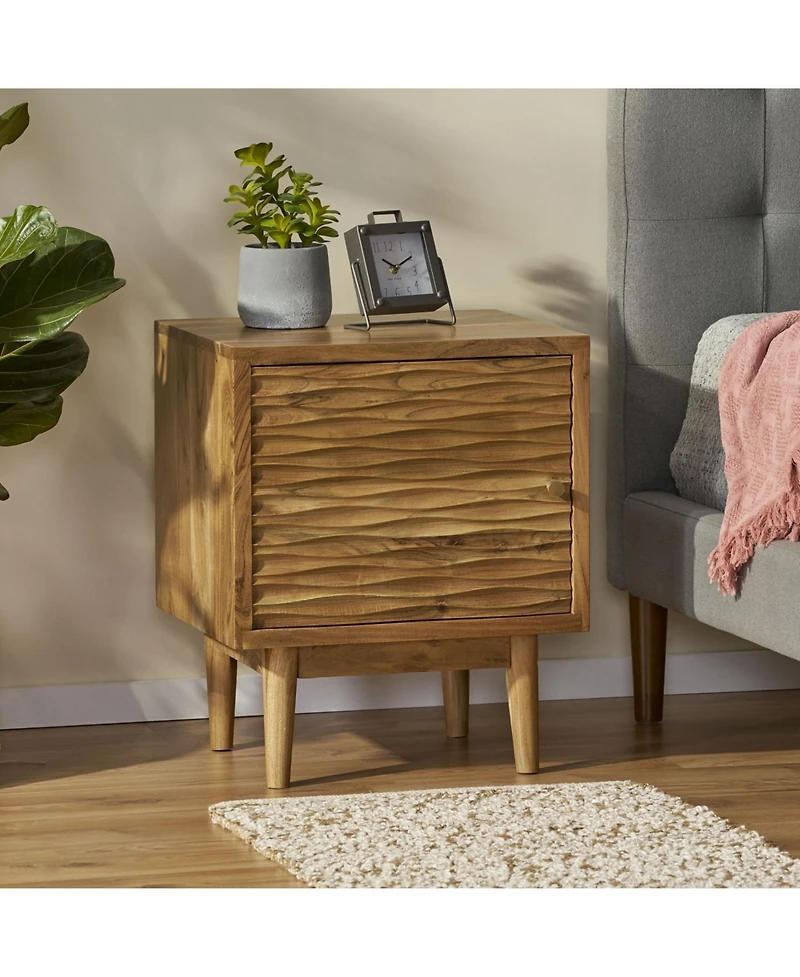 Streamdale Boho Carved Mango Wood Nightstand