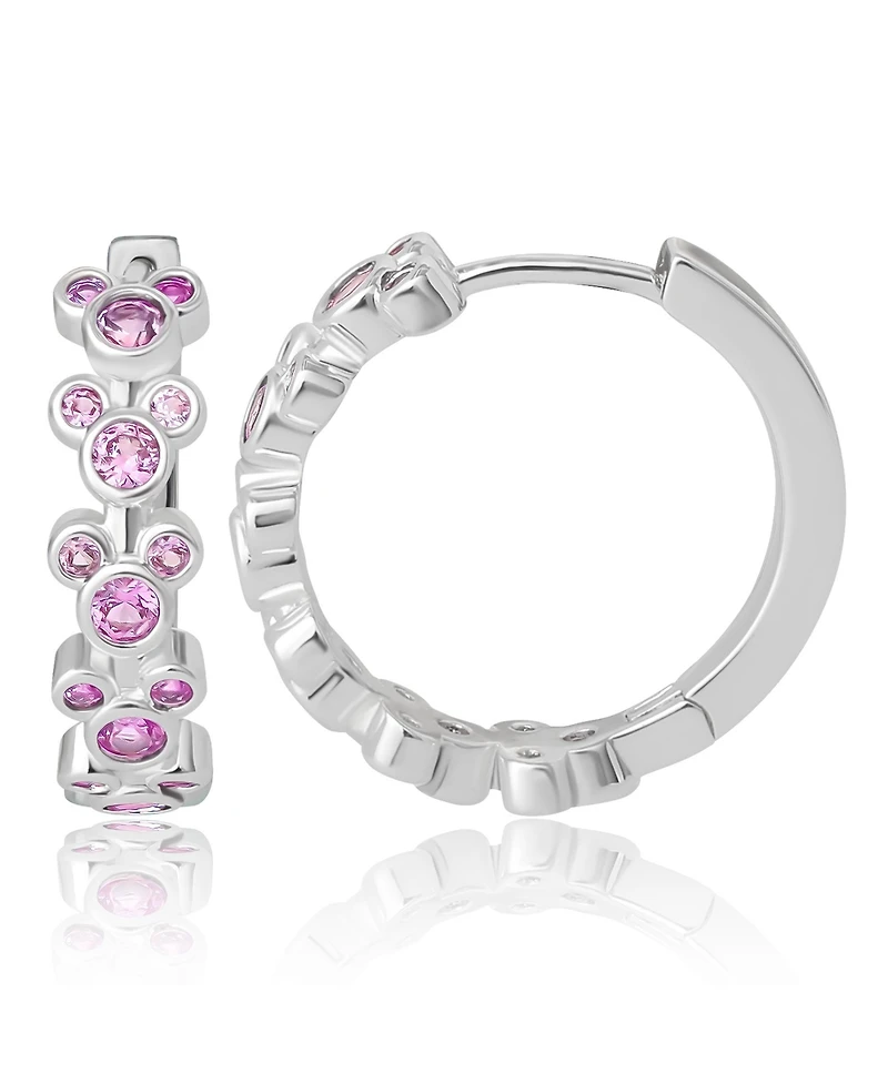 Disney Mickey Mouse Endless Hoop Earrings Cubic Zirconia Disney Pink Hoops