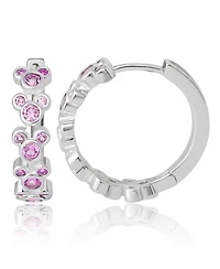 Disney Mickey Mouse Endless Hoop Earrings Cubic Zirconia Disney Pink Hoops