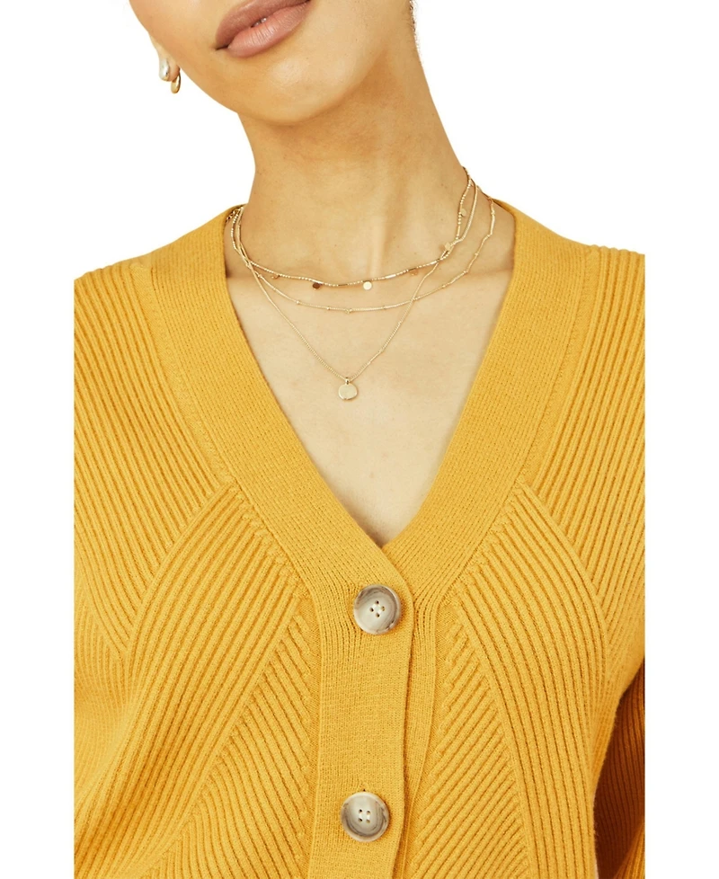 Yumi Women's Knitted Stitch Detail Cardigan