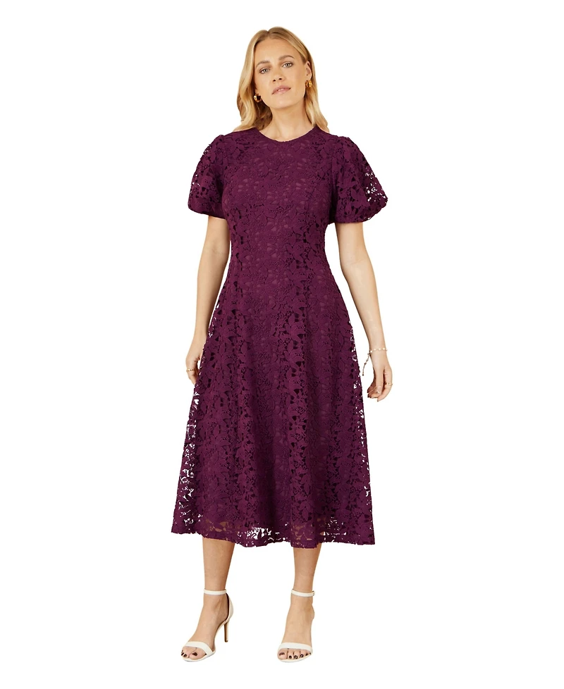 Yumi Women's Stretch Lace Midi Dress