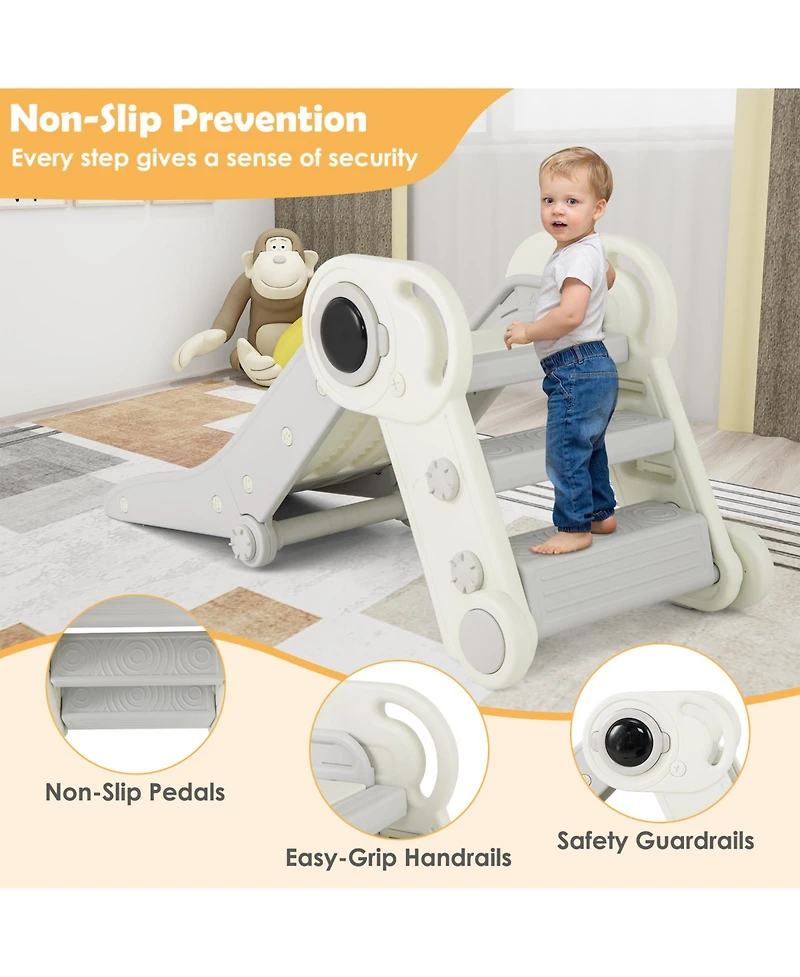 Gymax Folding Freestanding Toddler Slide for Toddlers Age 18+ Months w/ Climber Indoor