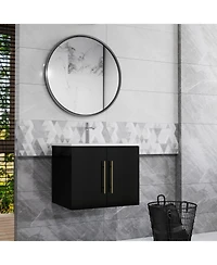 Streamdale 24" Black Bathroom Vanity w/ Sink, Gold Handle