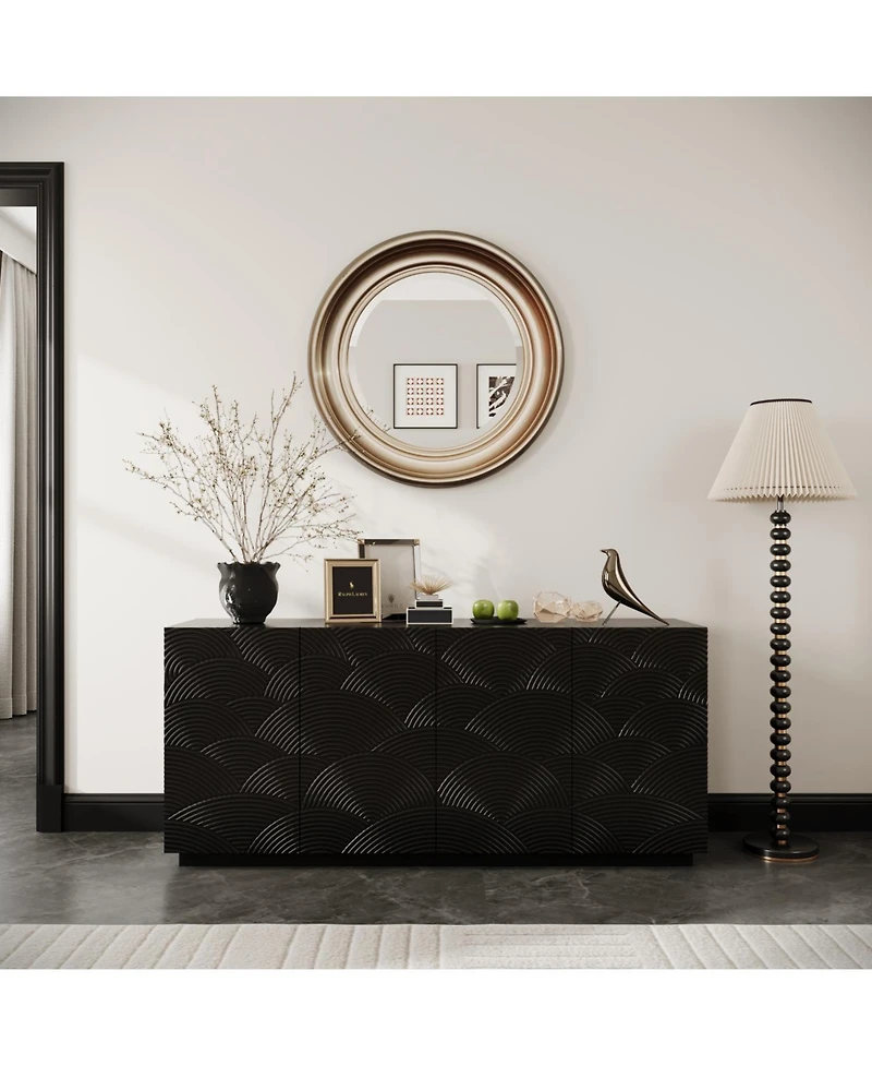 Streamdale Modern 4-Door Sideboard Buffet Cabinet - Black, 59"