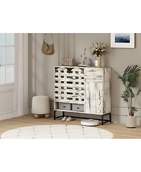 Streamdale Farmhouse Sideboard Cabinet, Coffee Bar, Arched Doors - Retro White
