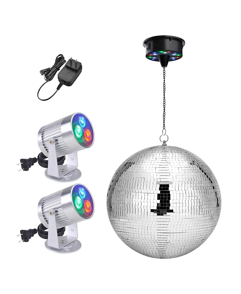 Yescom 16" Large Disco Ball with Motor and Lights 6RPM Rotator & 2PCS 3W Rgb Spotlights for 70s 80s Party Dj Bands Studio Event