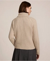 Lands' End Women's Cozy Lofty Placed Jacquard Turtleneck with Cables Sweater