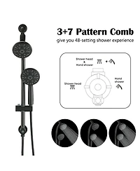 Rainsken High Pressure 48-Settings Shower Head with Handheld Shower,Adjustable Height Slide Bar Dual Shower Head Combo Set