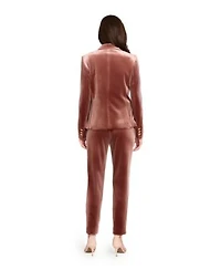 Tahari Asl Womens Velvet Lapel Collar Blazer Ankle Length Velvet Pants